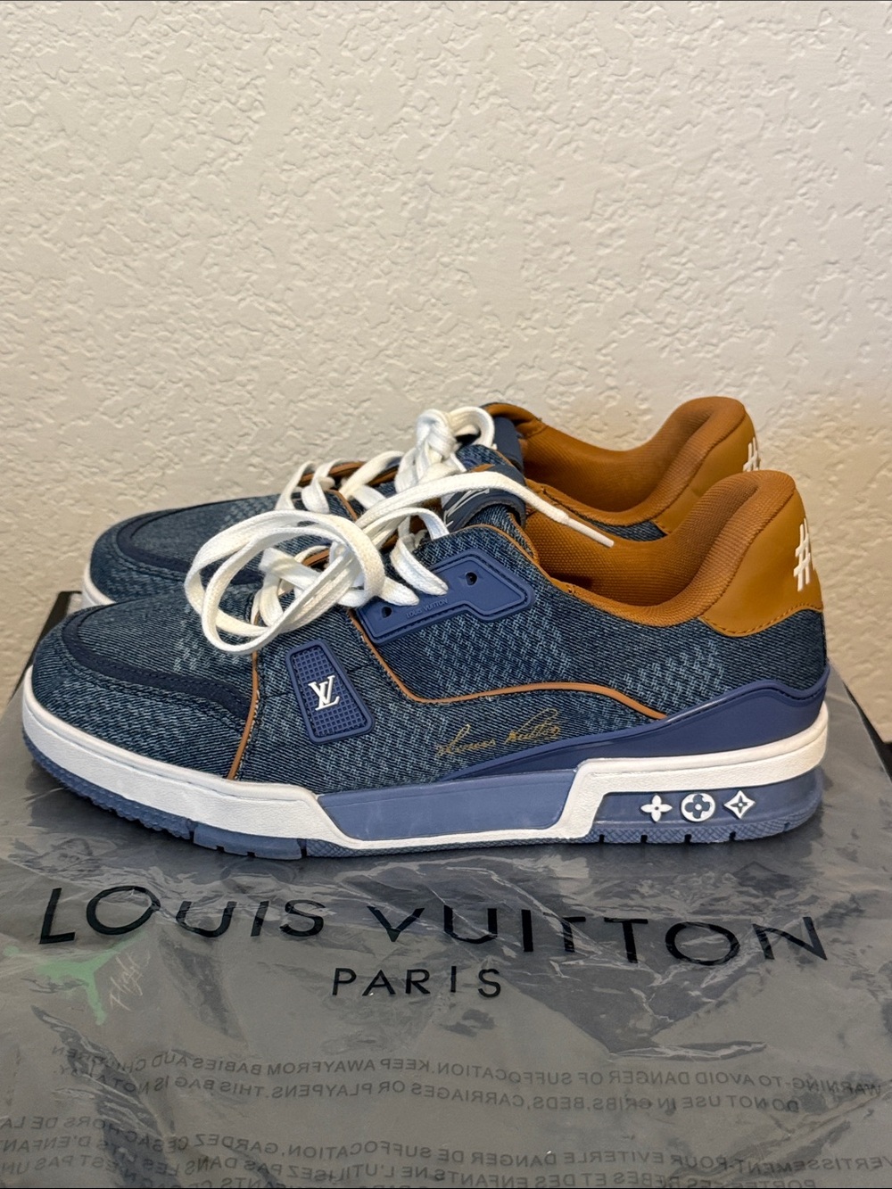 Louis Vuitton Men’s Navy and Brown Low-Top Sneakers